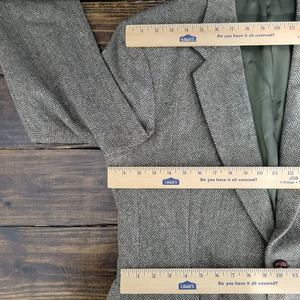 Robert Stock Classics Men's Tweed‎ Sport Coat Blazer Olive Herringbone Wool 42S